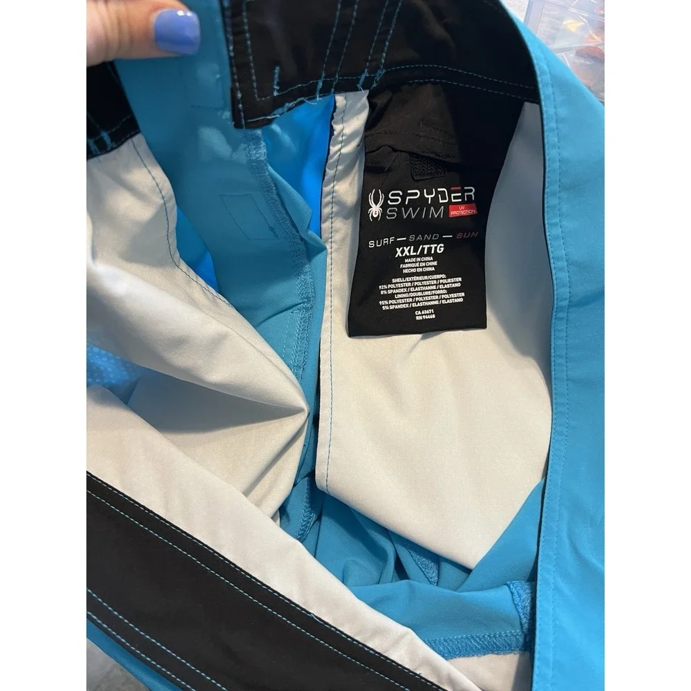 Spyder Shorts Men's Swim Trunks Surf Board Shorts Turquoise Blue UV Size XXL New